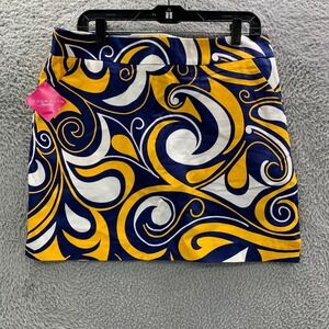 NWT LOUDMOUTH Skirt Womens 12 Golf Blue Gold Splash Short